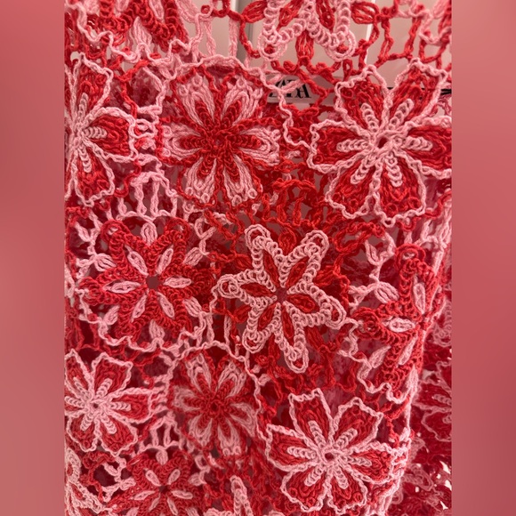NWT Zara Pink Floral Crochet Dress / Cover Up M - Limited Edition - Picture 4 of 11